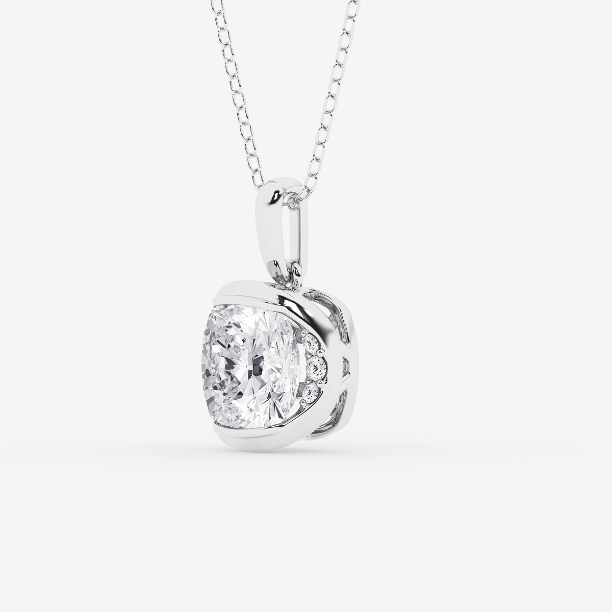 Additional Image 1 for  2 ctw Cushion Lab Grown Diamond Half Bezel Statement Pendant