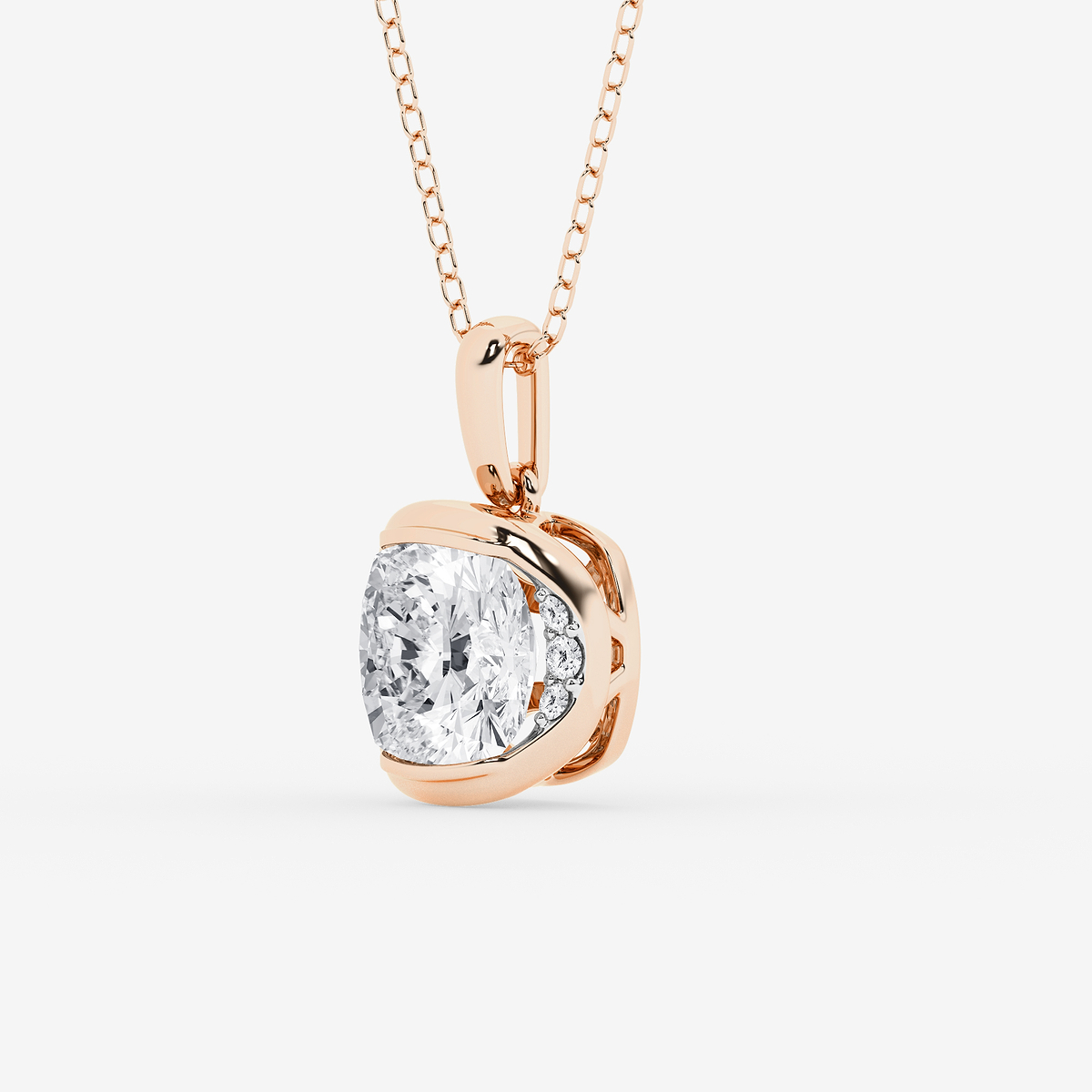 Additional Image 1 for  2 ctw Cushion Lab Grown Diamond Half Bezel Statement Pendant