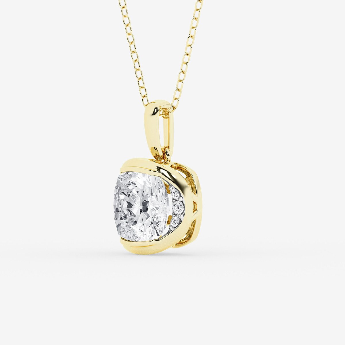 Additional Image 1 for  2 ctw Cushion Lab Grown Diamond Half Bezel Statement Pendant