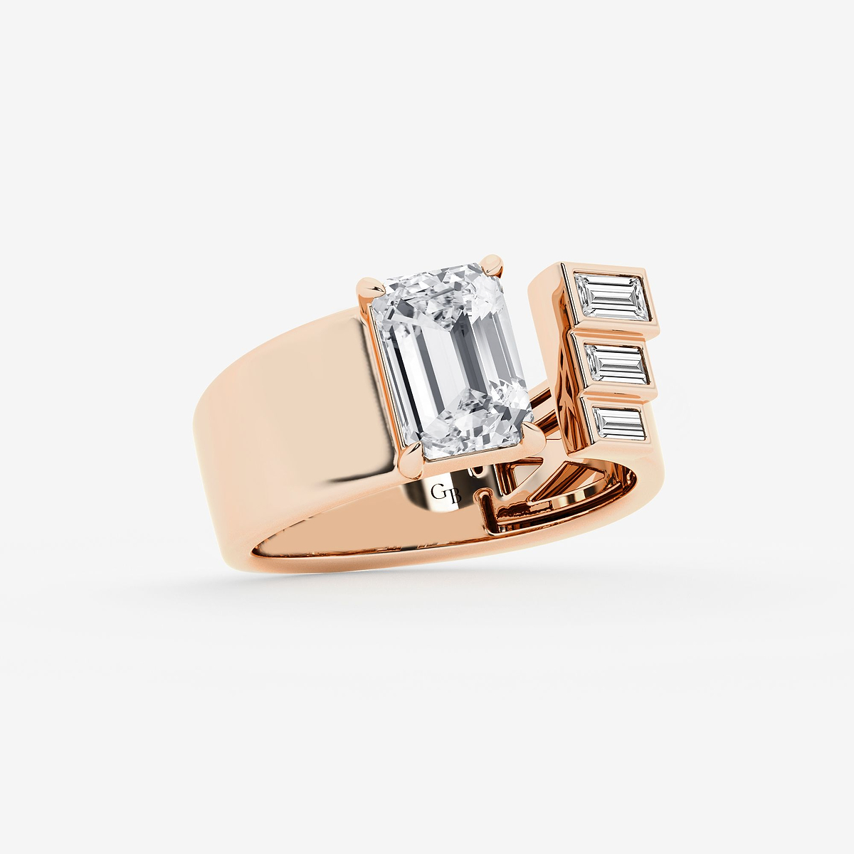 Additional Image 1 for  2 1/4 ctw Emerald & Baguette Lab Grown Diamond Cigar Band