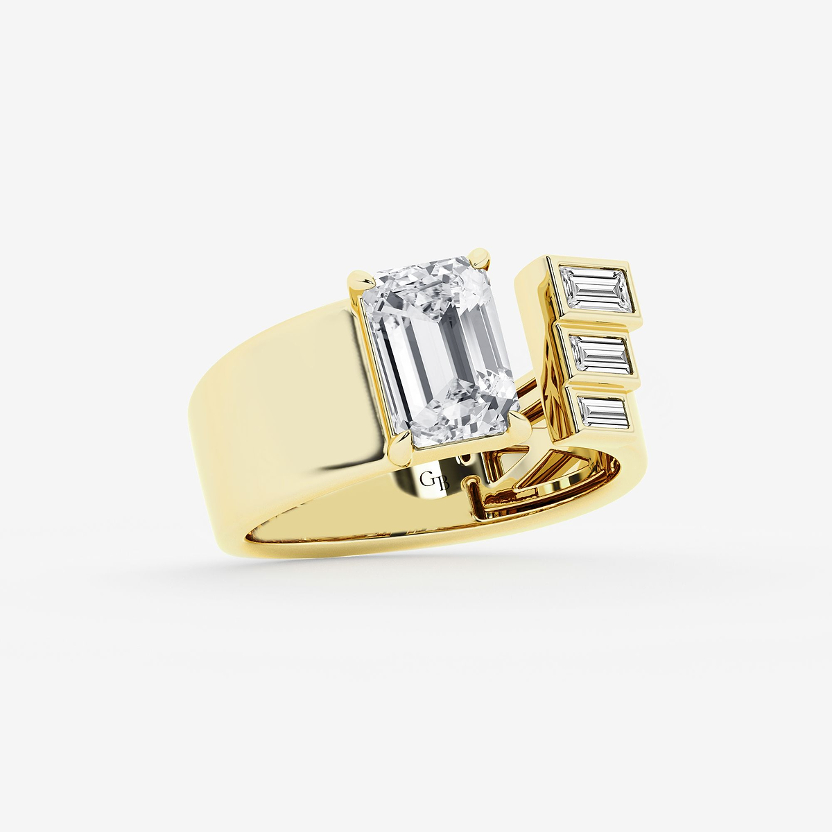 Additional Image 1 for  2 1/4 ctw Emerald & Baguette Lab Grown Diamond Cigar Band