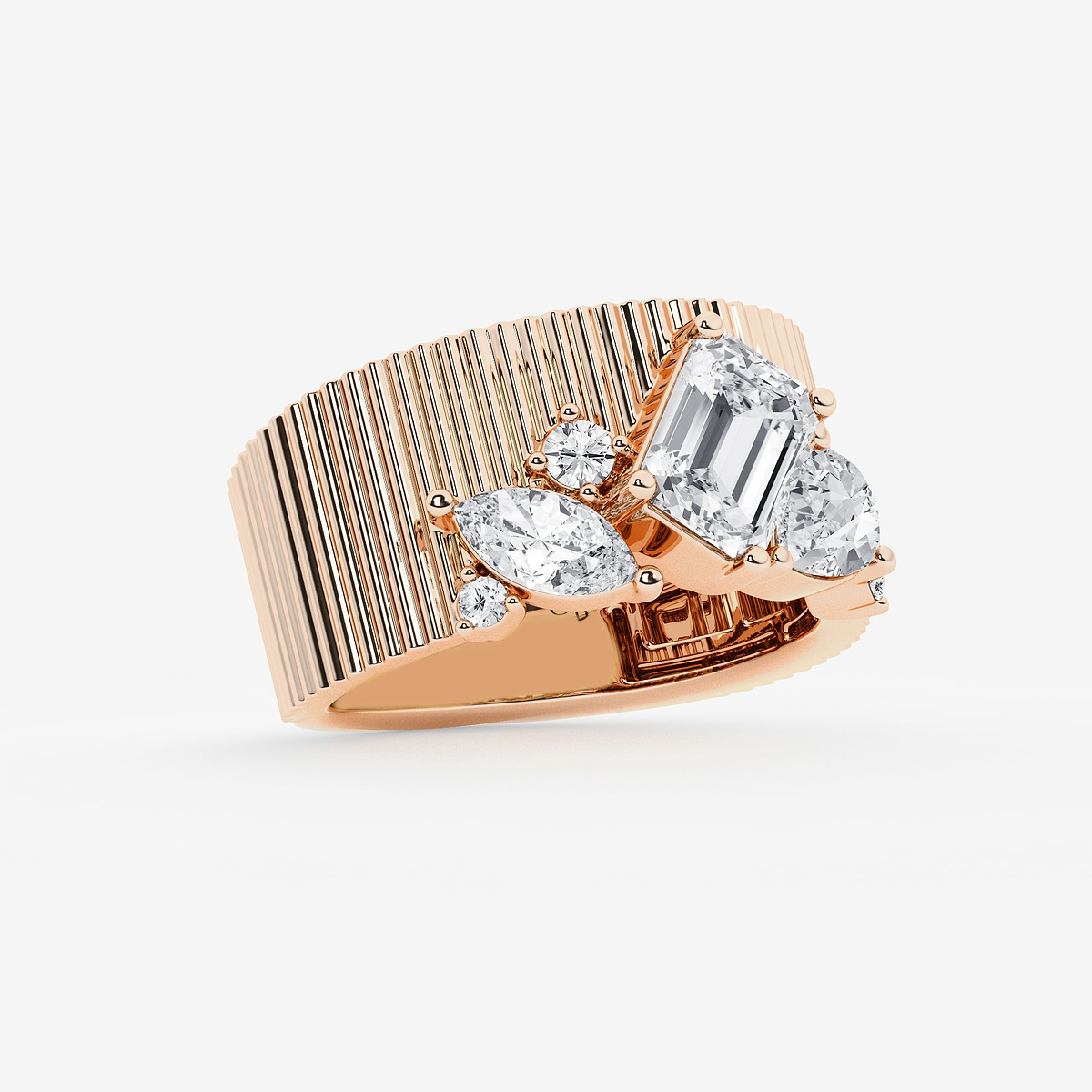 Additional Image 1 for  2 1/2 ctw Multi-Shape Lab Grown Diamond Corrugated Cigar Band