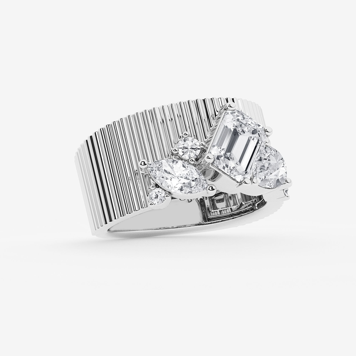Additional Image 1 for  2 1/2 ctw Multi-Shape Lab Grown Diamond Corrugated Cigar Band
