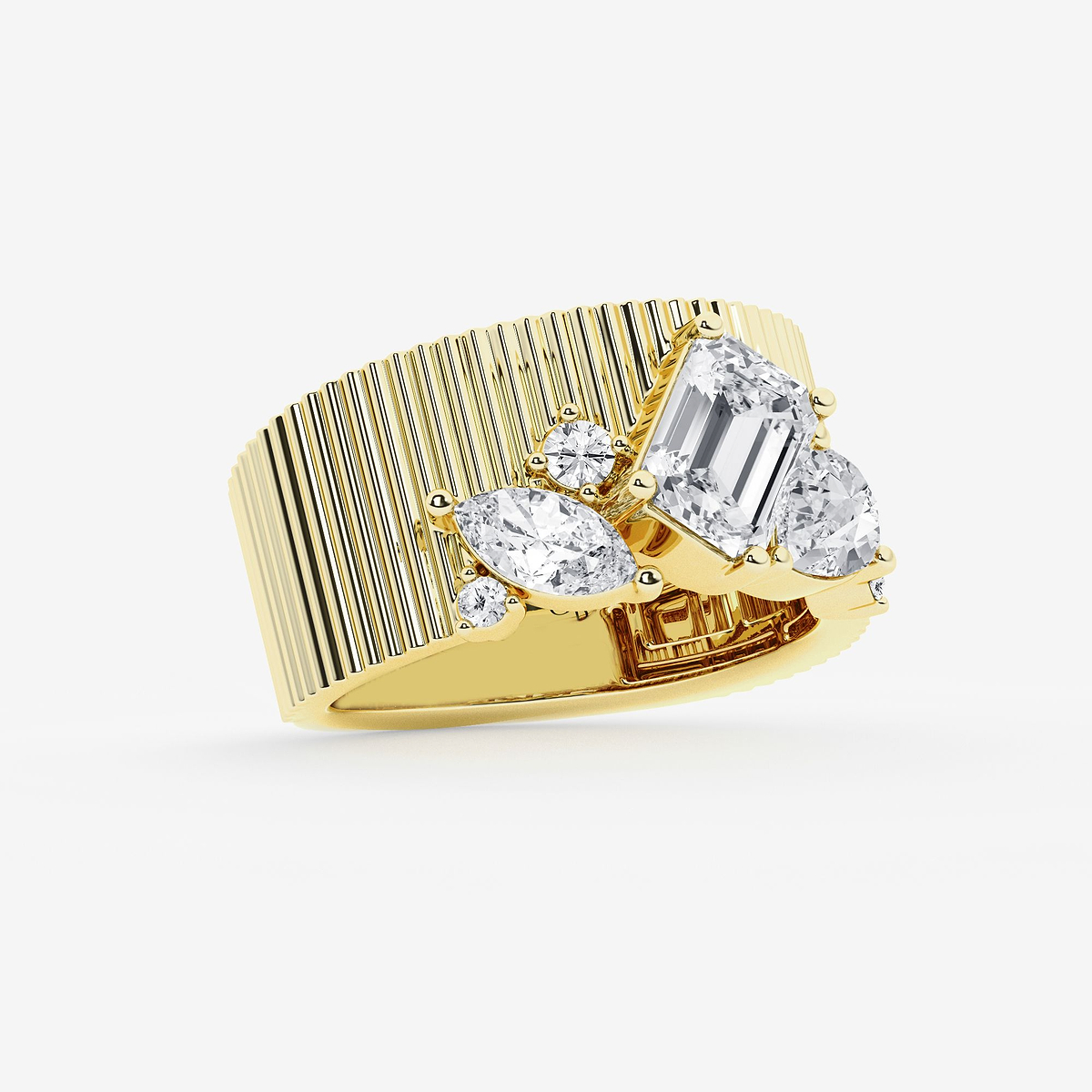 Additional Image 1 for  2 1/2 ctw Multi-Shape Lab Grown Diamond Corrugated Cigar Band