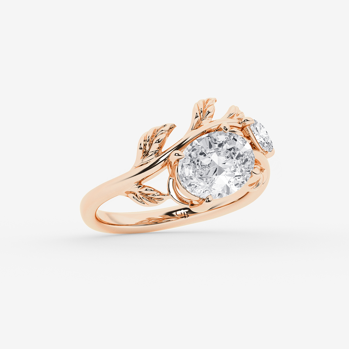 Additional Image 1 for  2 1/2 ctw Oval Lab Grown Diamond Branch Design Side Stone Engagement Ring