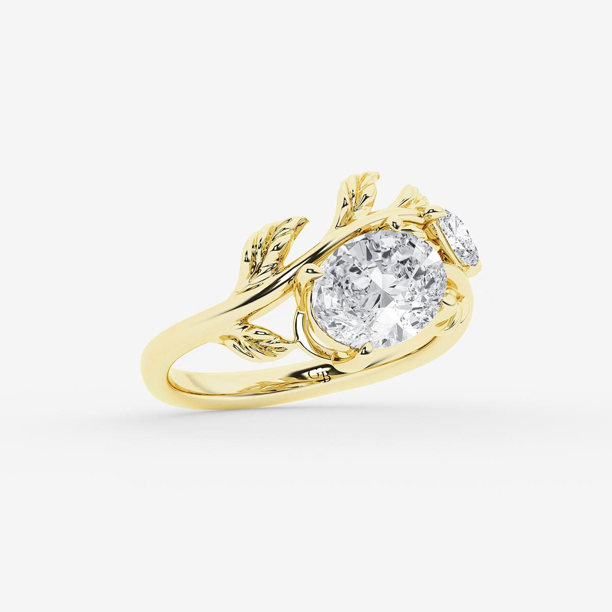 Additional Image 1 for  2 1/2 ctw Oval Lab Grown Diamond Branch Design Side Stone Engagement Ring
