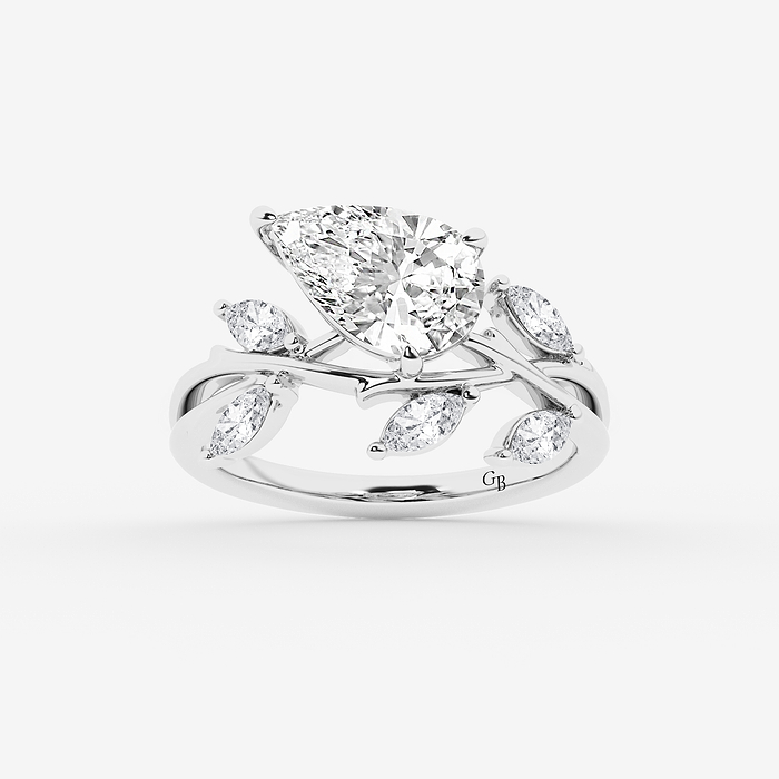 Pear Branch Design with Marquise Side Stone Engagement Ring