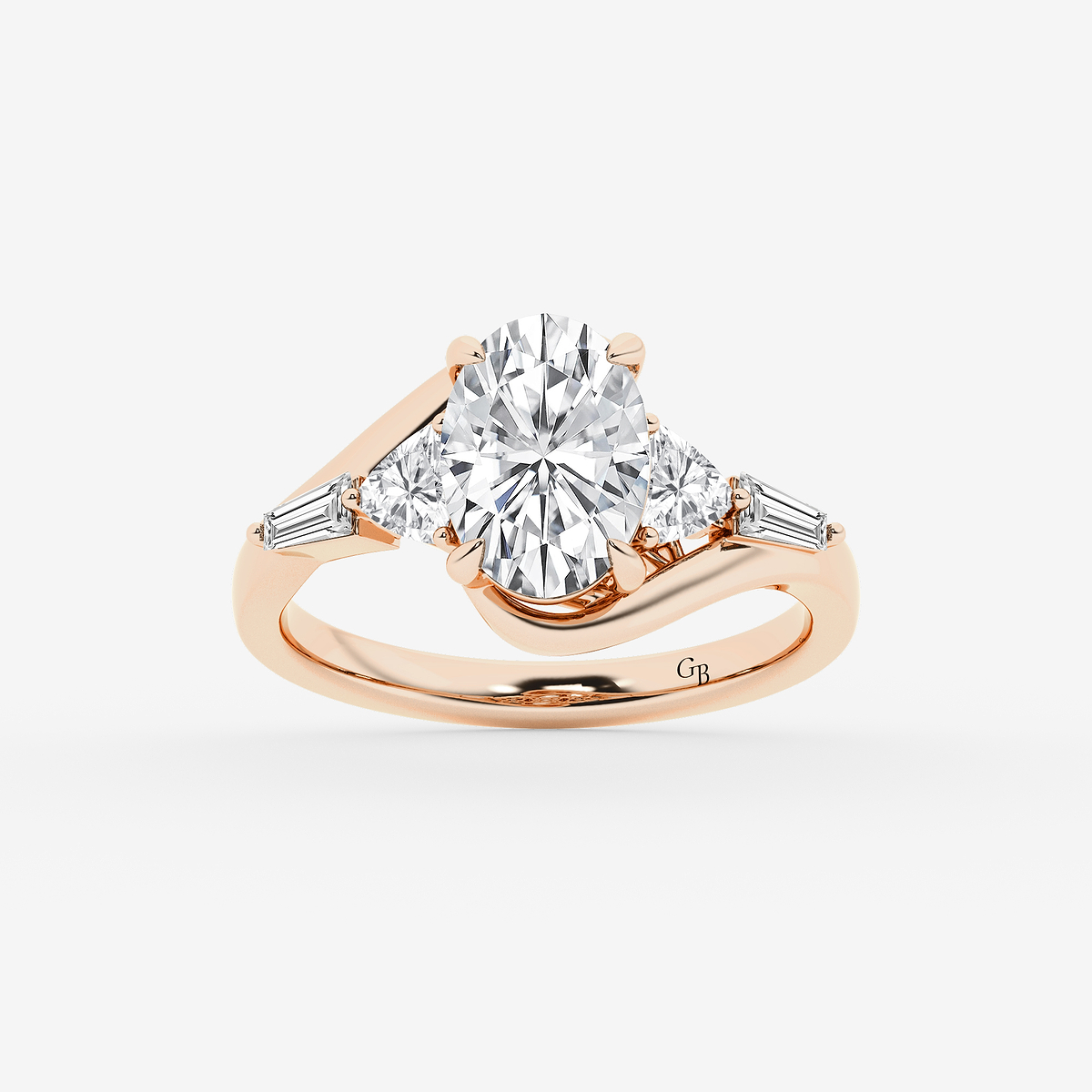 2 1/2 ctw Oval Lab Grown Diamond with Multi-Shape Side Stone Engagement Ring