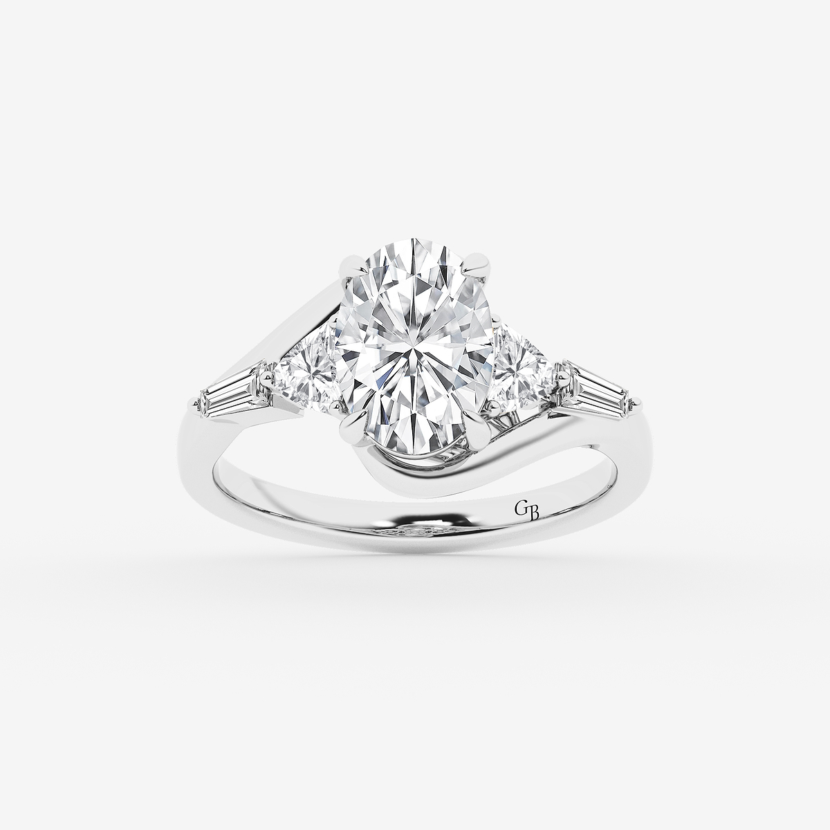 2 1/2 ctw Oval Lab Grown Diamond with Multi-Shape Side Stone Engagement Ring