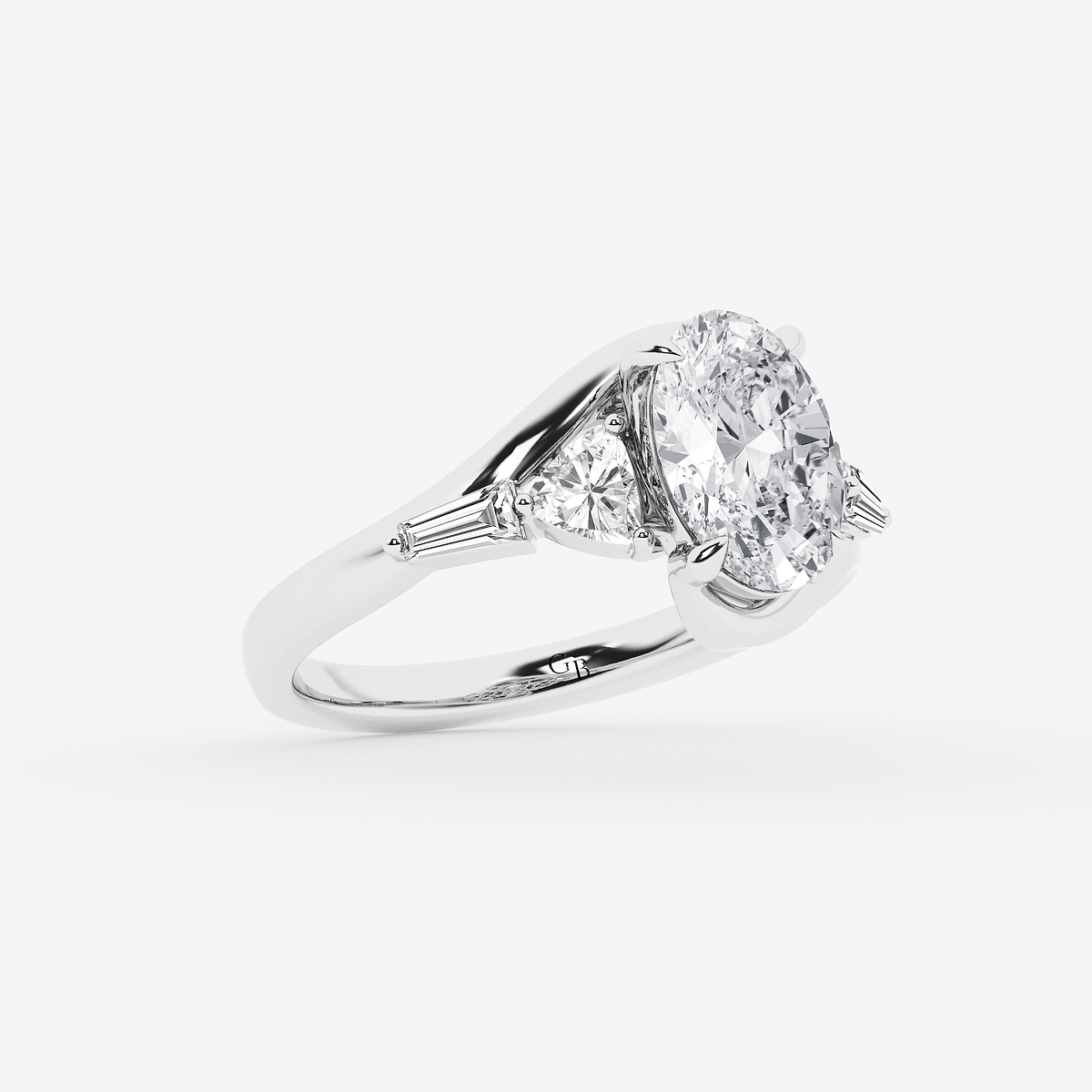Additional Image 1 for  2 1/2 ctw Oval Lab Grown Diamond with Multi-Shape Side Stone Engagement Ring