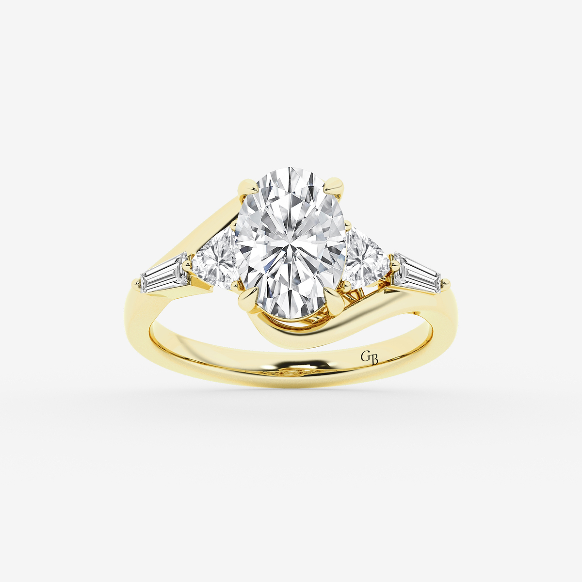 2 1/2 ctw Oval Lab Grown Diamond with Multi-Shape Side Stone Engagement Ring