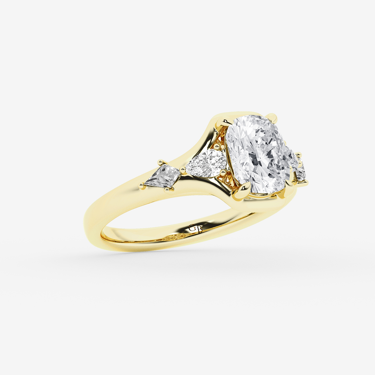 Additional Image 1 for  2 1/2 ctw Elongated Cushion Lab Grown Diamond with Multi-Shape Side Stone Engagement Ring