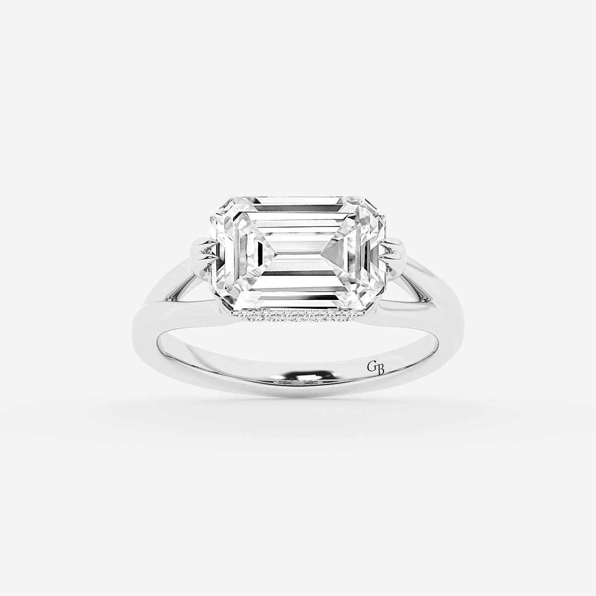 4 1/6 ctw Emerald Lab Grown Diamond Side Stone Engagement Ring