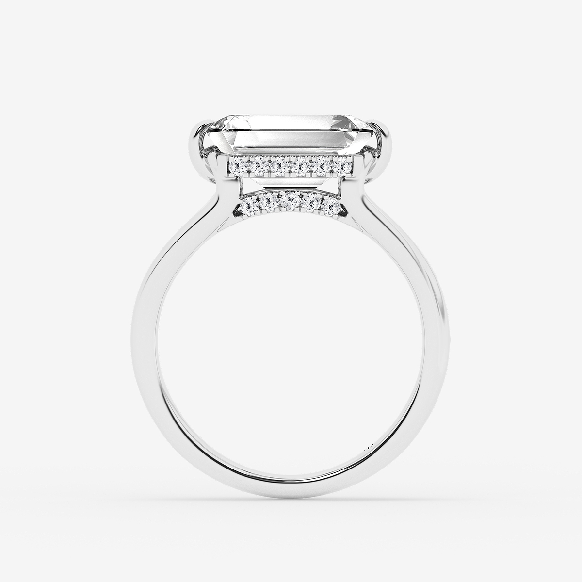 Additional Image 1 for  4 1/6 ctw Emerald Lab Grown Diamond Side Stone Engagement Ring