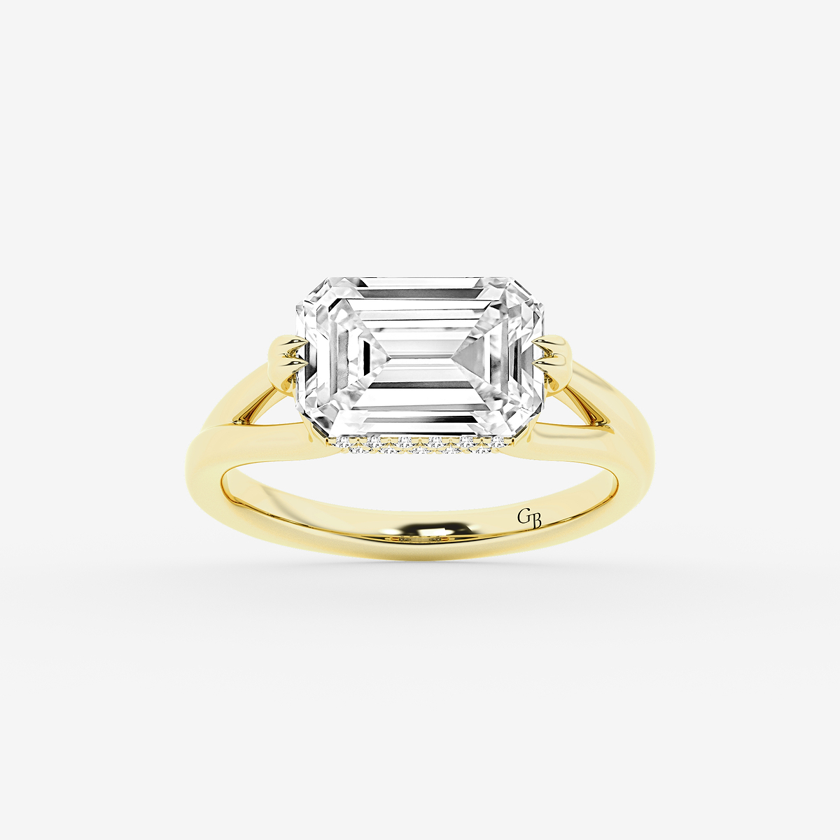 4 1/6 ctw Emerald Lab Grown Diamond Side Stone Engagement Ring