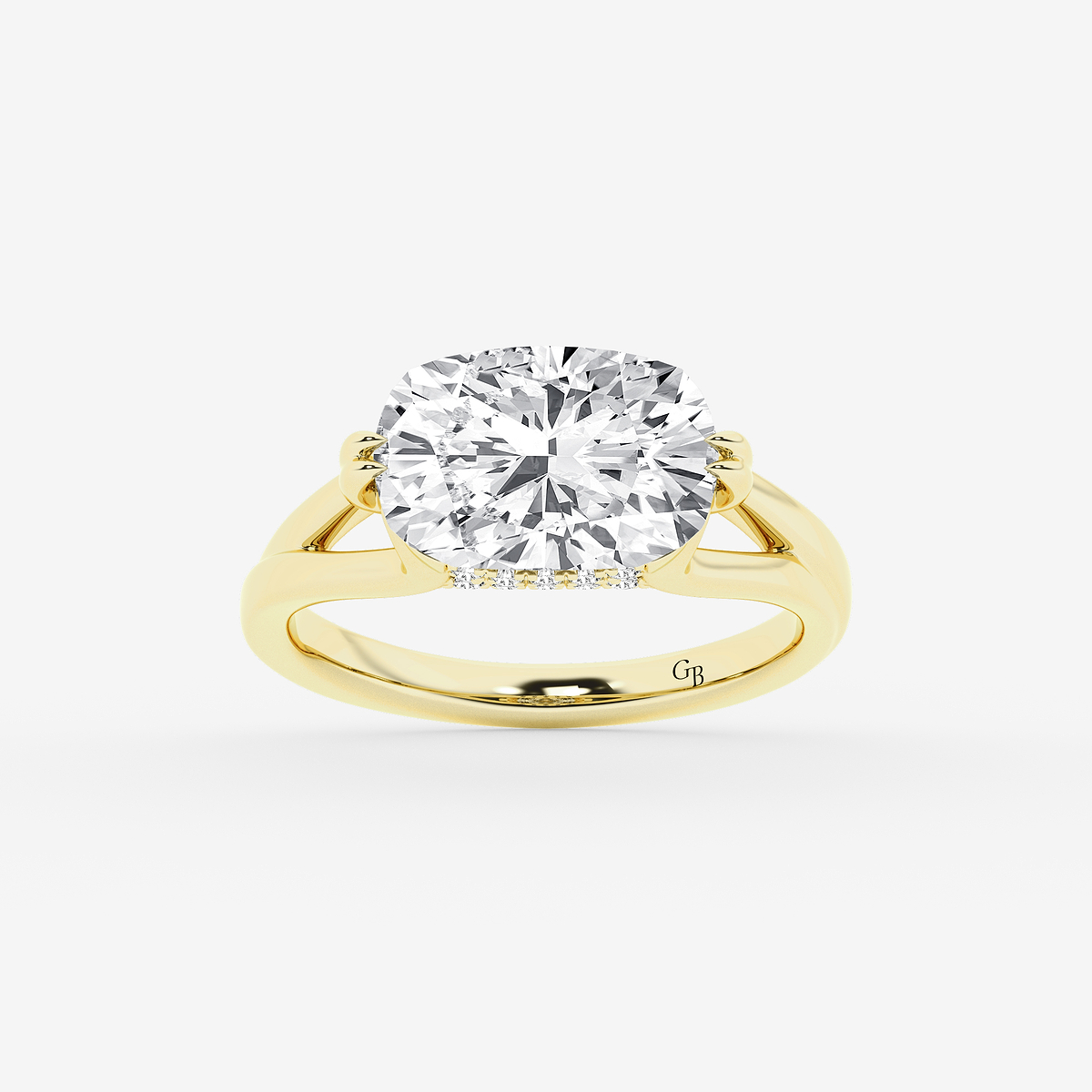 4 1/6 ctw Elongated Cushion Lab Grown Diamond Side Stone Engagement Ring