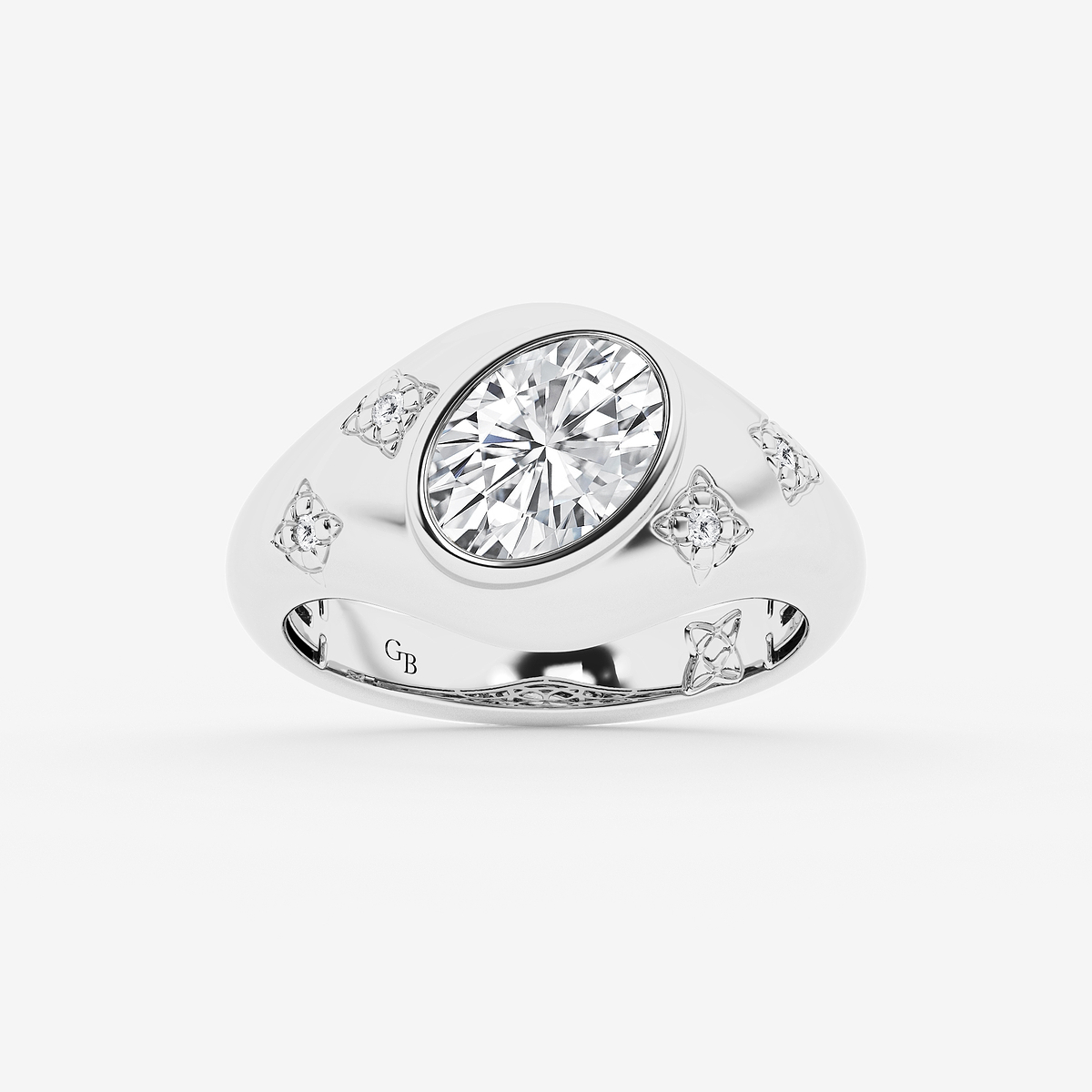 1 1/2 ctw Oval Lab Grown Diamond Side Stone Engagement Ring