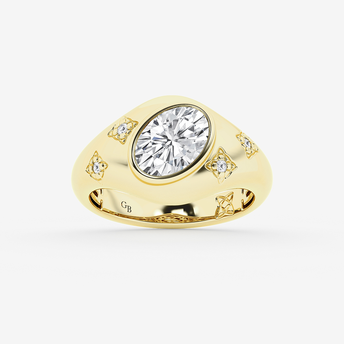 1 1/2 ctw Oval Lab Grown Diamond Side Stone Engagement Ring
