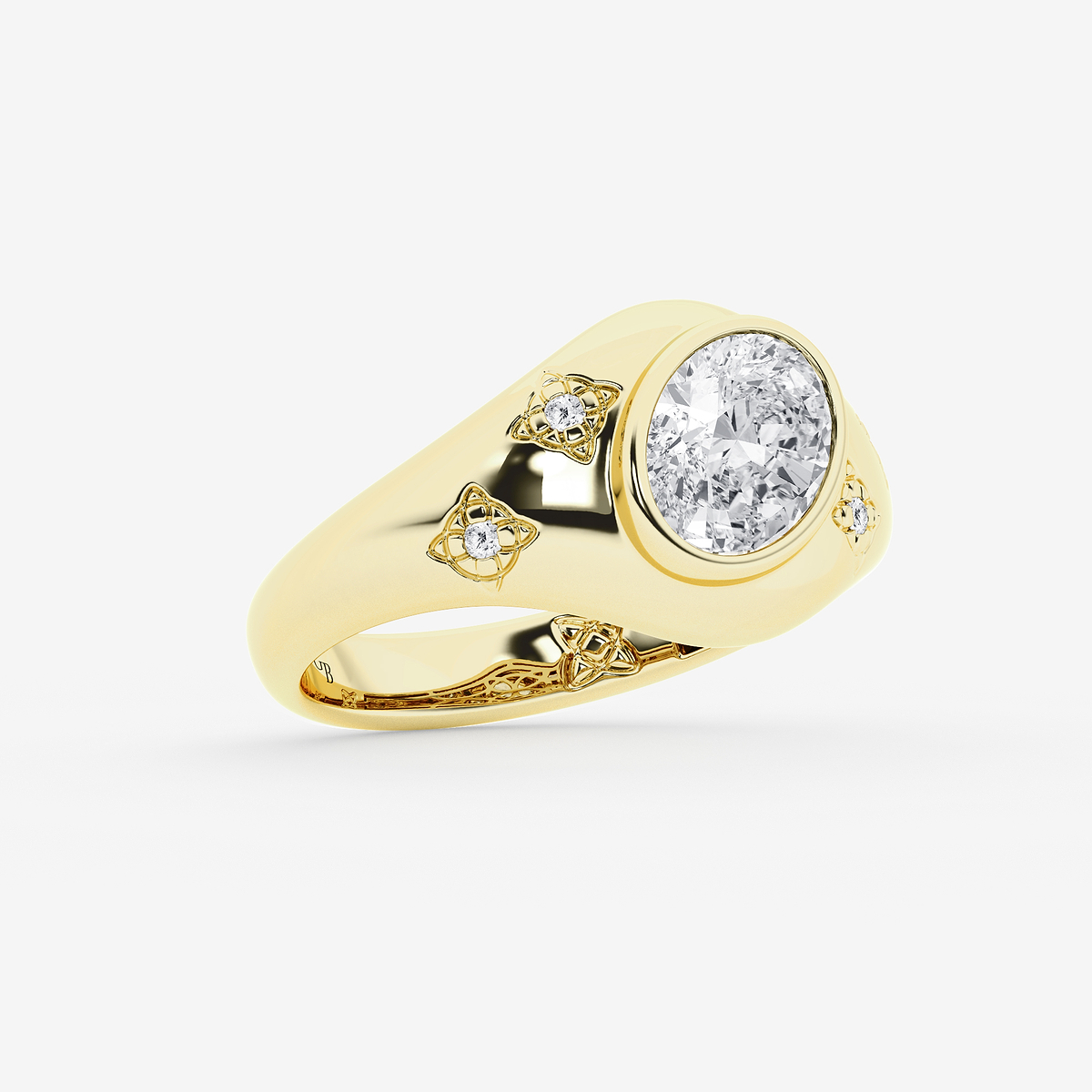 Additional Image 1 for  1 1/2 ctw Oval Lab Grown Diamond Side Stone Engagement Ring