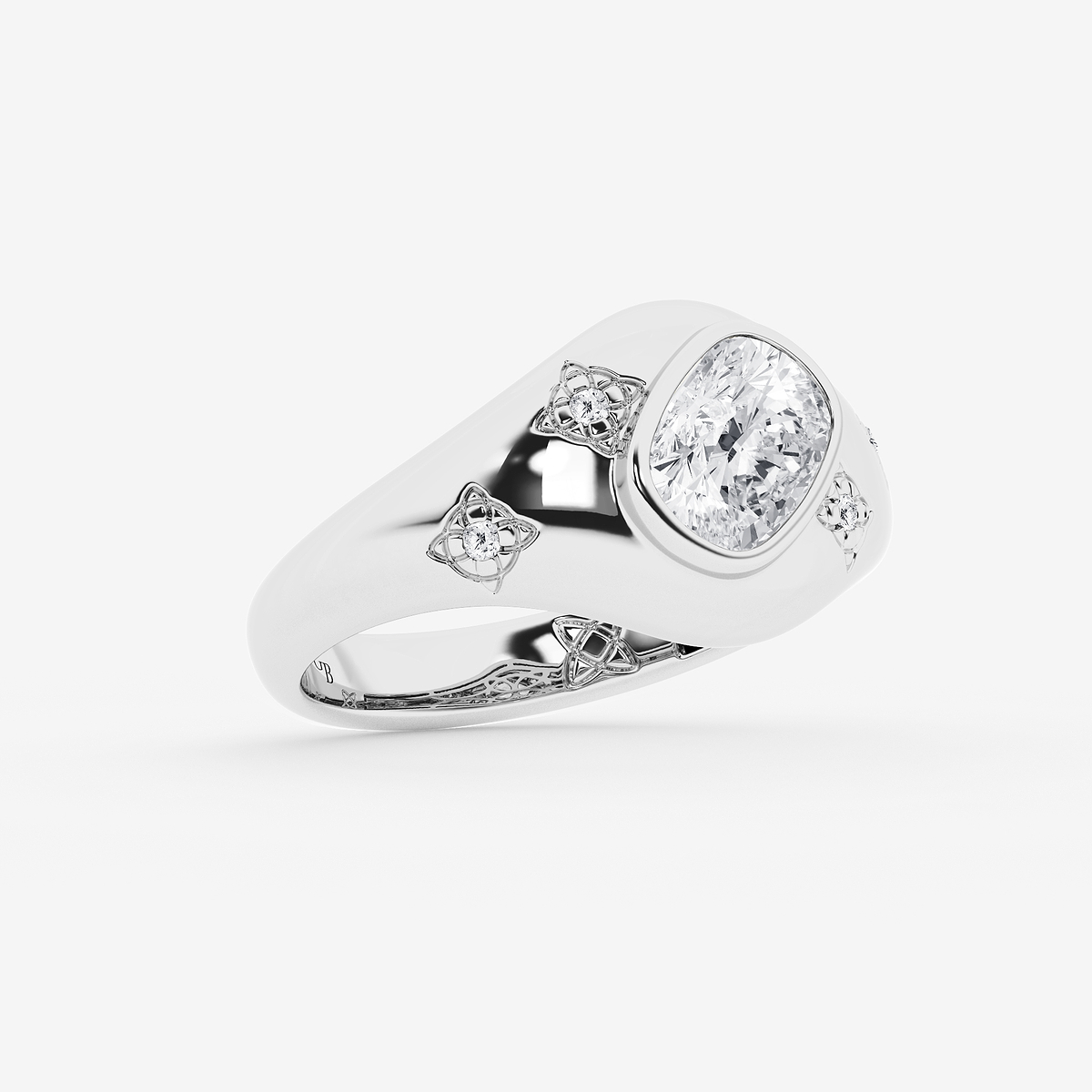 Additional Image 1 for  1 1/2 ctw Elongated Cushion Lab Grown Diamond Side Stone Engagement Ring