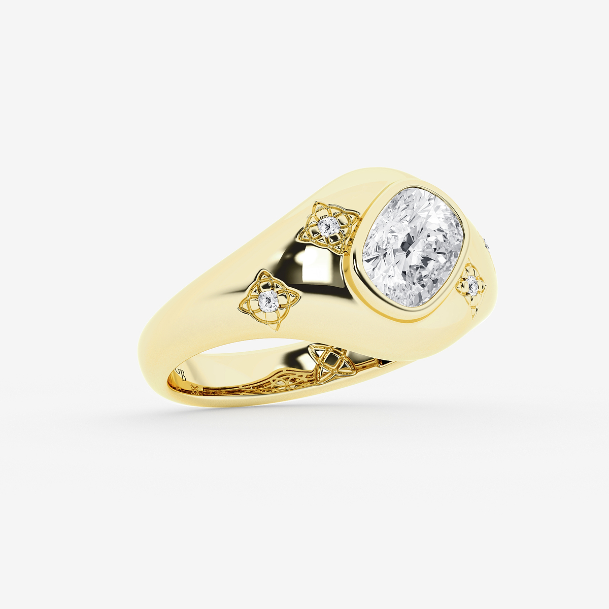 Additional Image 1 for  1 1/2 ctw Elongated Cushion Lab Grown Diamond Side Stone Engagement Ring