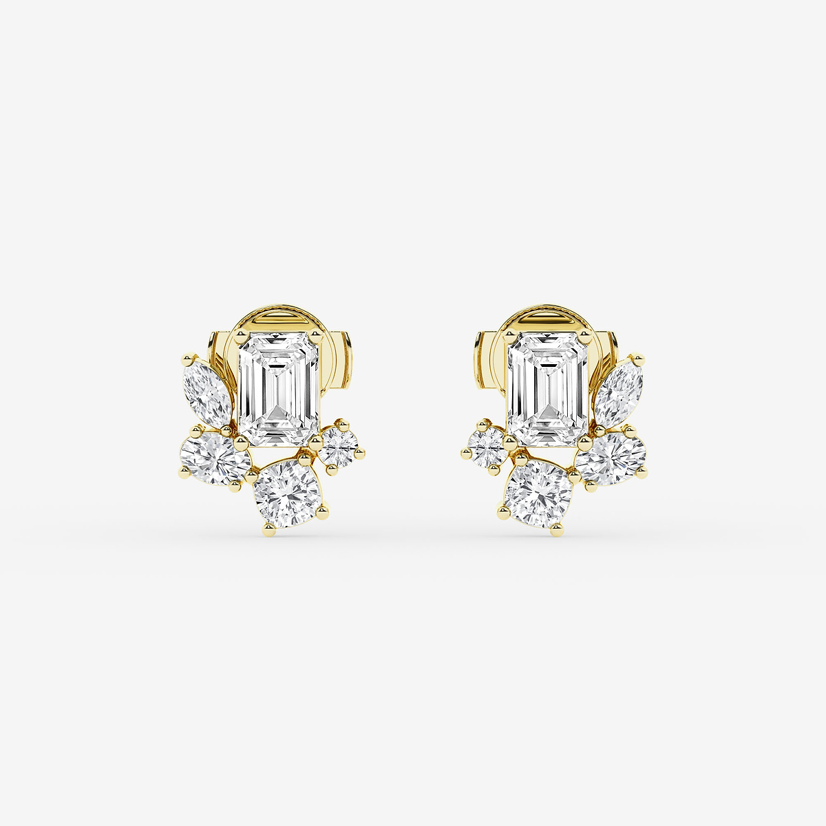 2 ctw Multi-Shape Lab Grown Diamond Five stone Stud Earrings