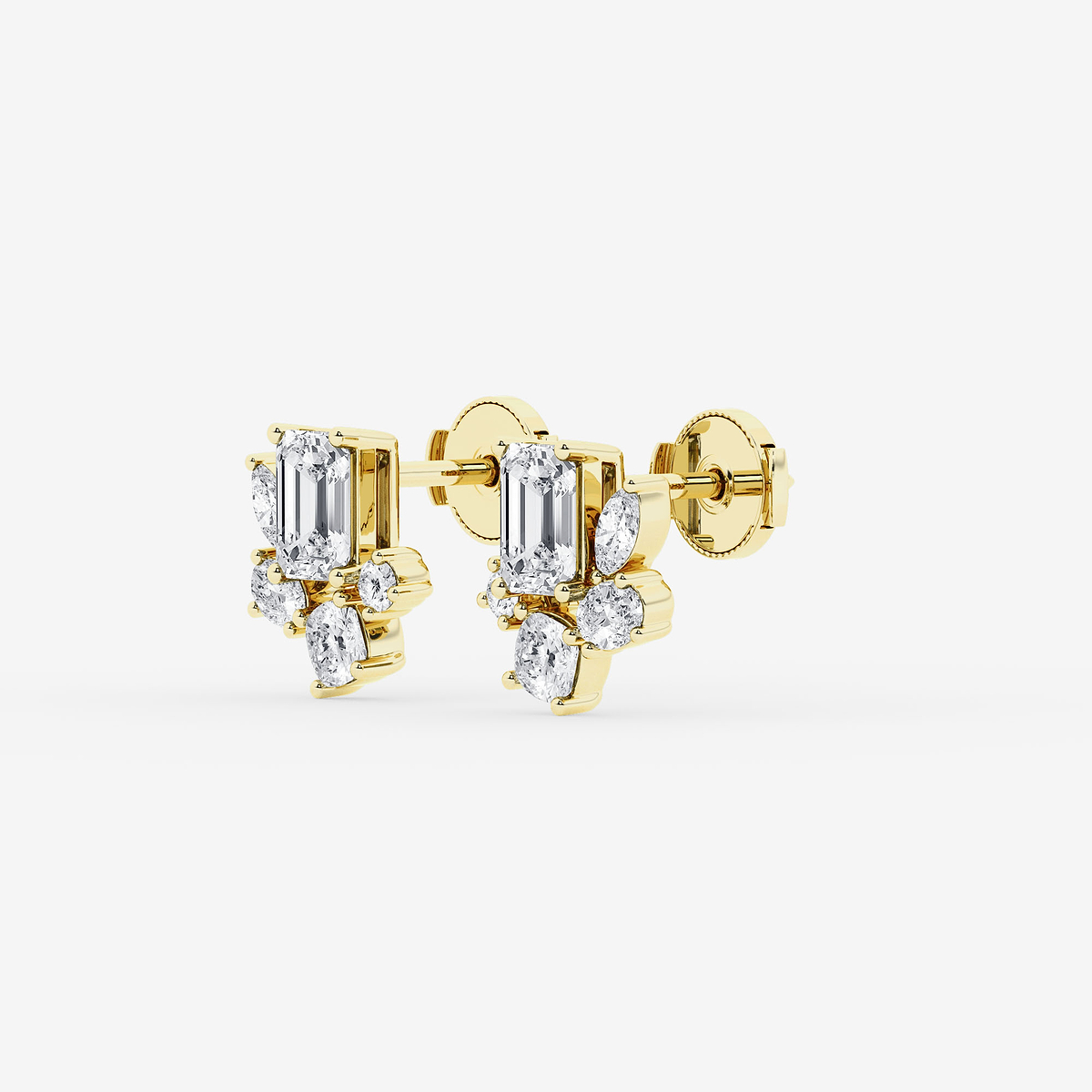 Additional Image 1 for  2 ctw Multi-Shape Lab Grown Diamond Five stone Stud Earrings