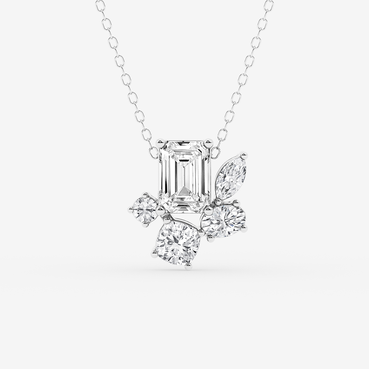 2 ctw Multi-Shape Lab Grown Diamond Five stone Statement Pendant