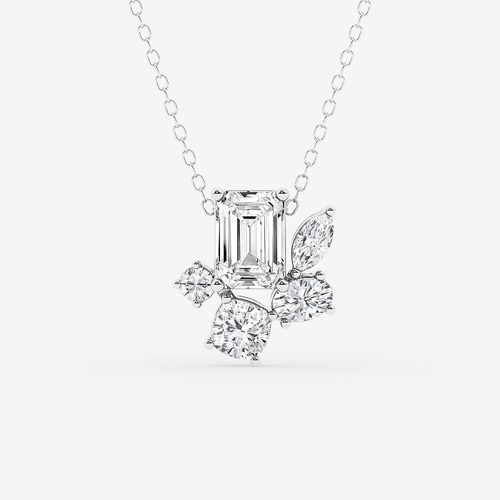 2 ctw Multi-Shape Lab Grown Diamond Five stone Statement Pendant