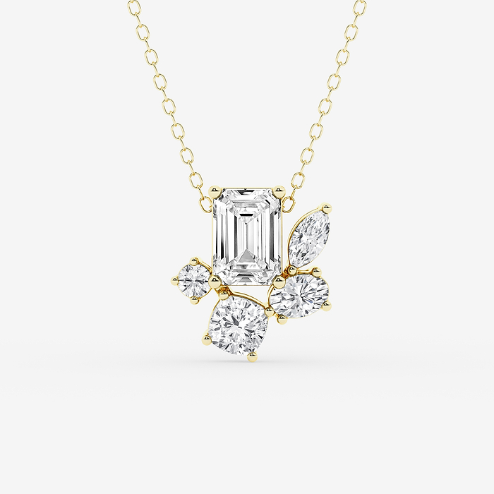 2 ctw Multi-Shape Lab Grown Diamond Five stone Statement Pendant