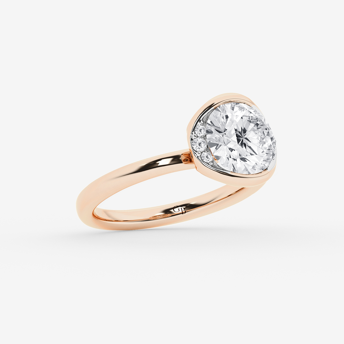 Additional Image 1 for  2 ctw Round Lab Grown Diamond Half Bezel Side Stone Engagement Ring
