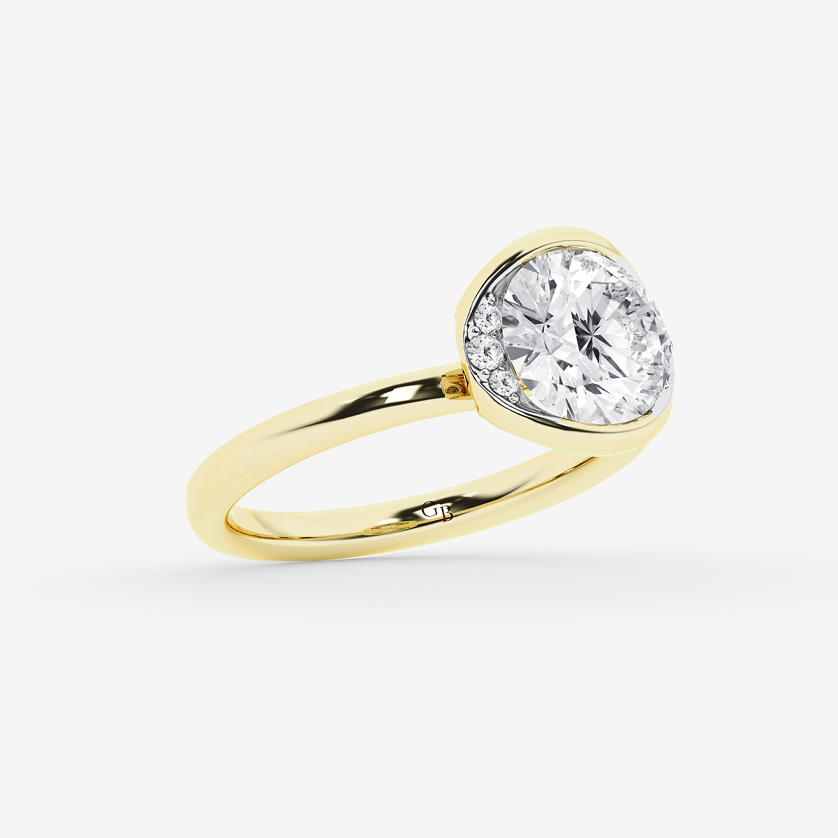 Additional Image 1 for  2 ctw Round Lab Grown Diamond Half Bezel Side Stone Engagement Ring
