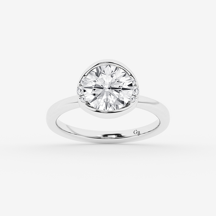 2 ctw Round Lab Grown Diamond Half Bezel Side Stone Engagement Ring
