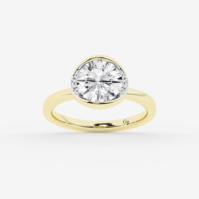 2 ctw Round Lab Grown Diamond Half Bezel Side Stone Engagement Ring
