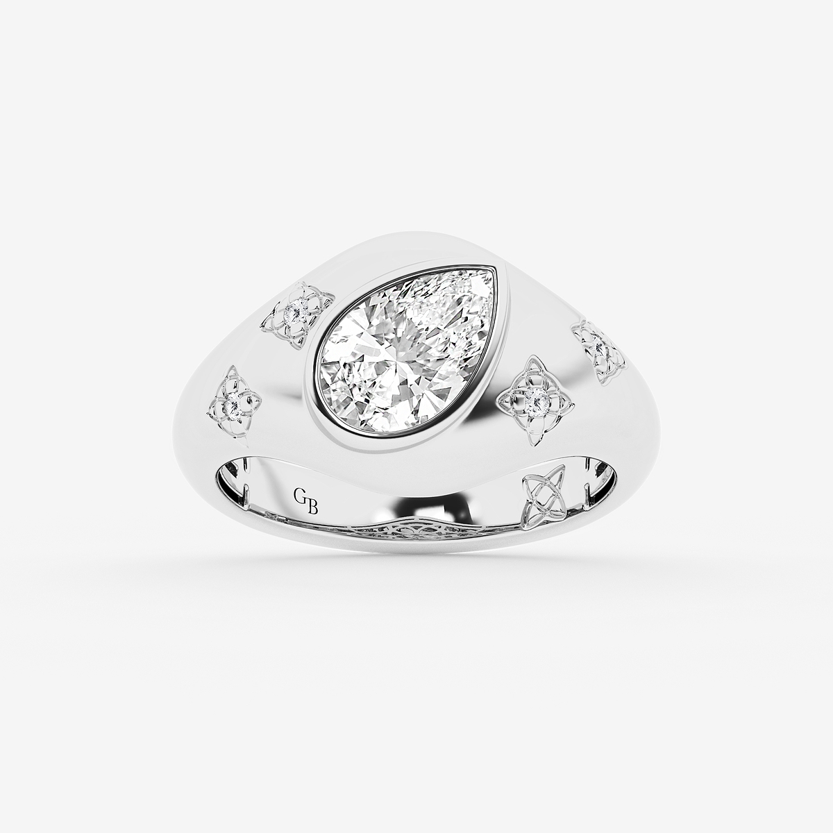 1 1/2 ctw Pear Lab Grown Diamond Side Stone Engagement Ring