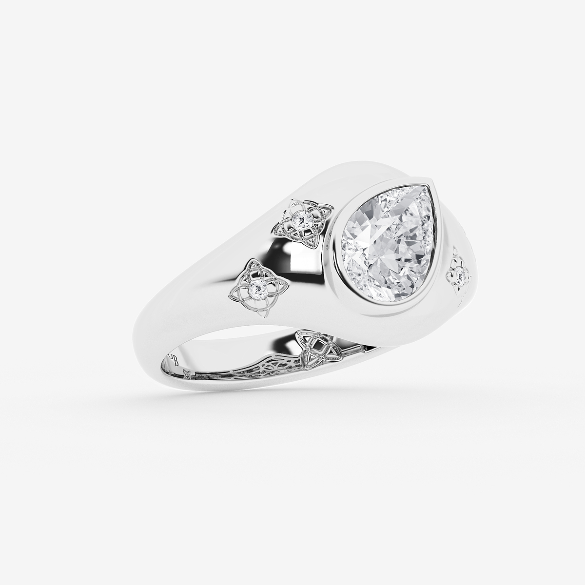 Additional Image 1 for  1 1/2 ctw Pear Lab Grown Diamond Side Stone Engagement Ring