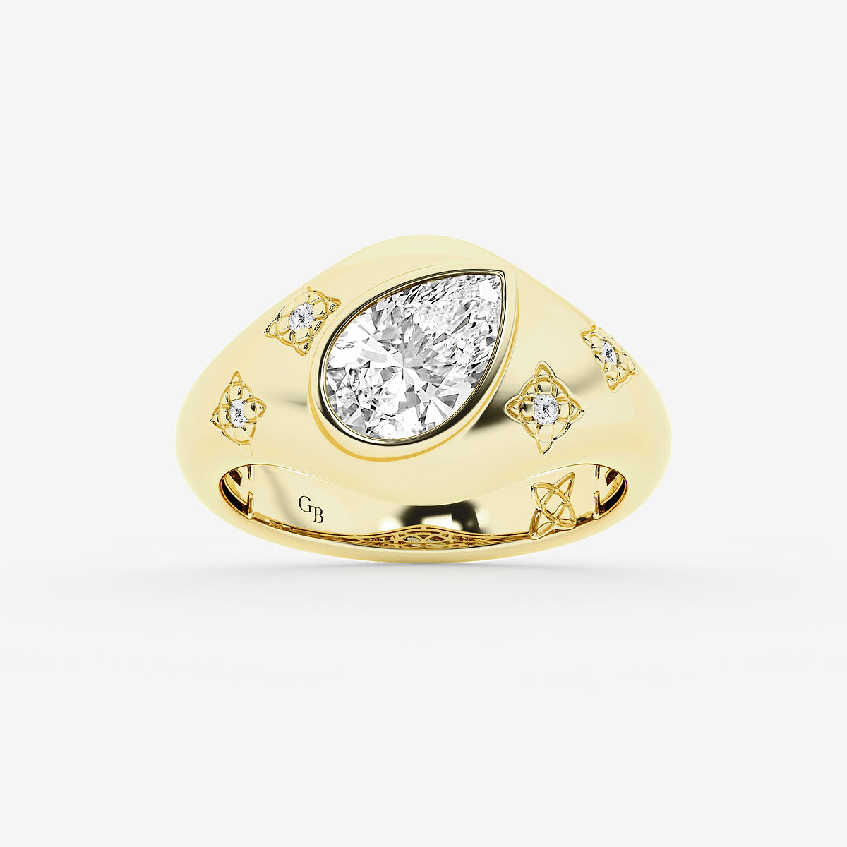 1 1/2 ctw Pear Lab Grown Diamond Side Stone Engagement Ring