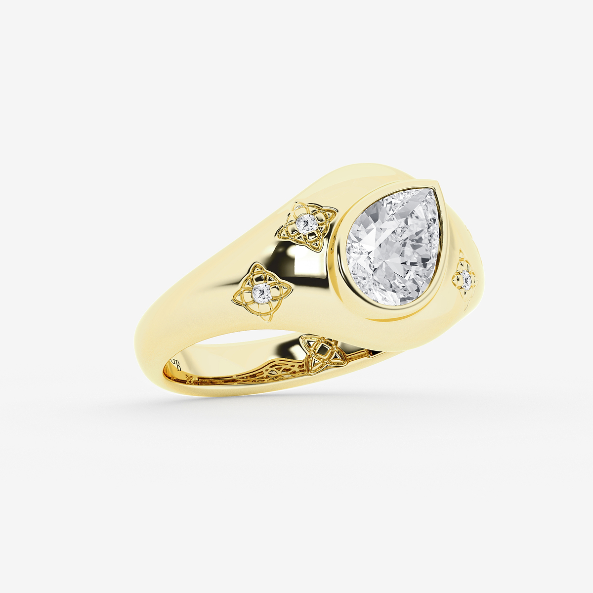Additional Image 1 for  1 1/2 ctw Pear Lab Grown Diamond Side Stone Engagement Ring