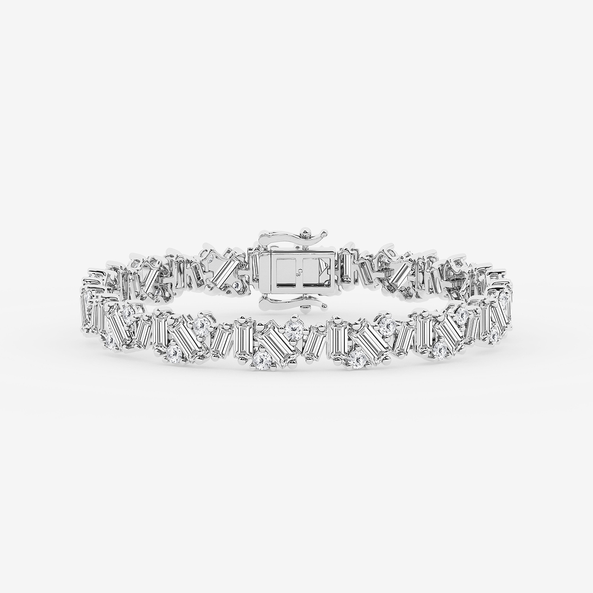 10 ctw Baguette and Round Lab Grown Diamond Cluster Tennis Bracelet - 7 Inches