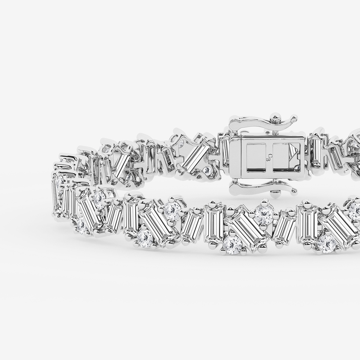 Additional Image 1 for  10 ctw Baguette and Round Lab Grown Diamond Cluster Tennis Bracelet - 7 Inches