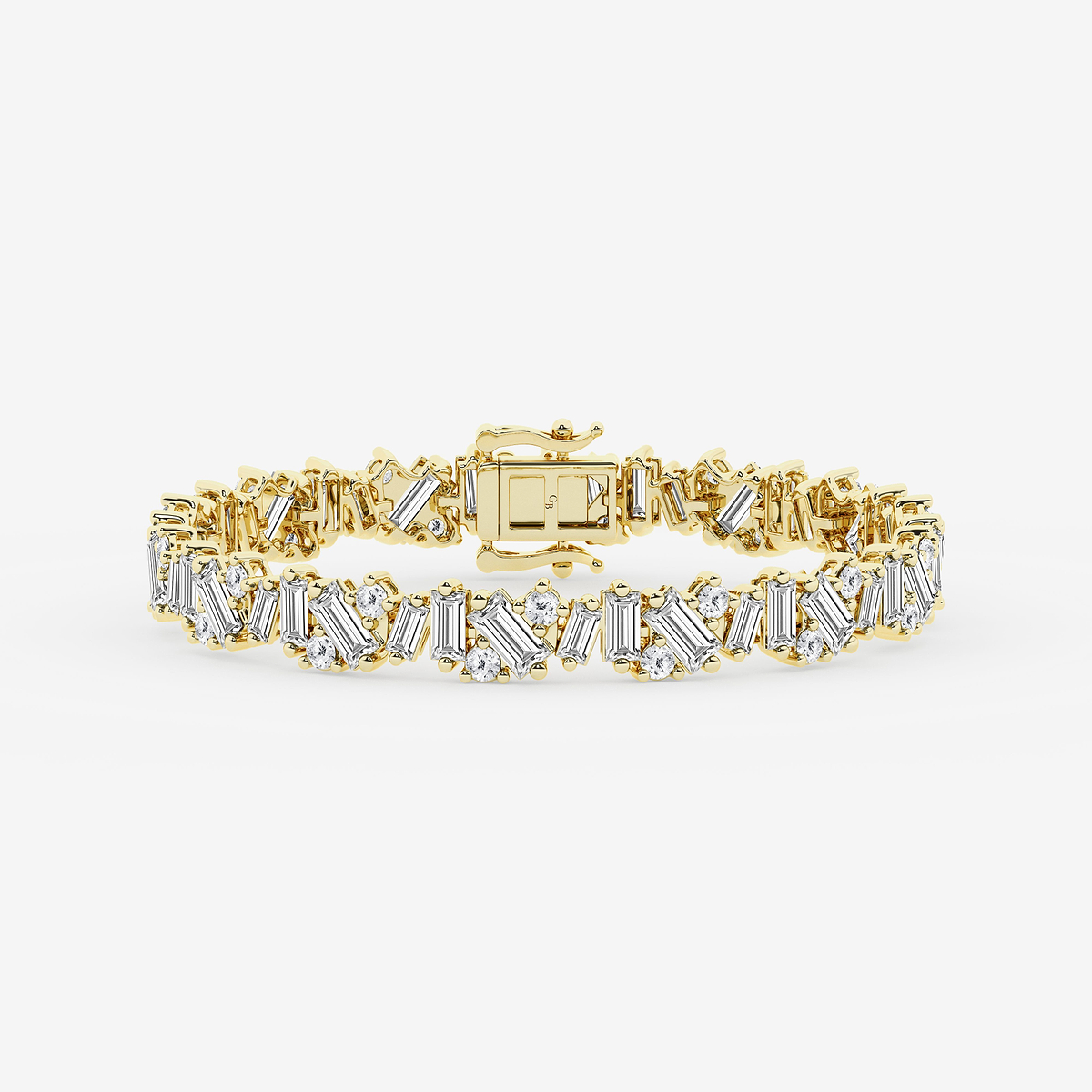 10 ctw Baguette and Round Lab Grown Diamond Cluster Tennis Bracelet - 7 Inches