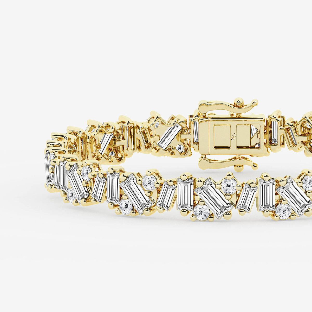 Additional Image 1 for  10 ctw Baguette and Round Lab Grown Diamond Cluster Tennis Bracelet - 7 Inches
