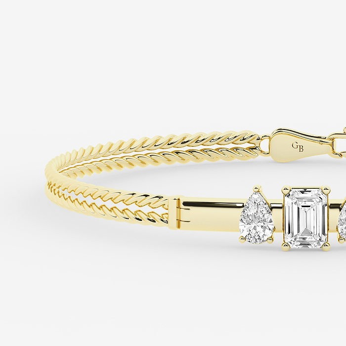 Design ID 9373 - GB Custom 2 1/15 ctw Emerald and Pear Lab Grown Diamond Fashion Bracelet