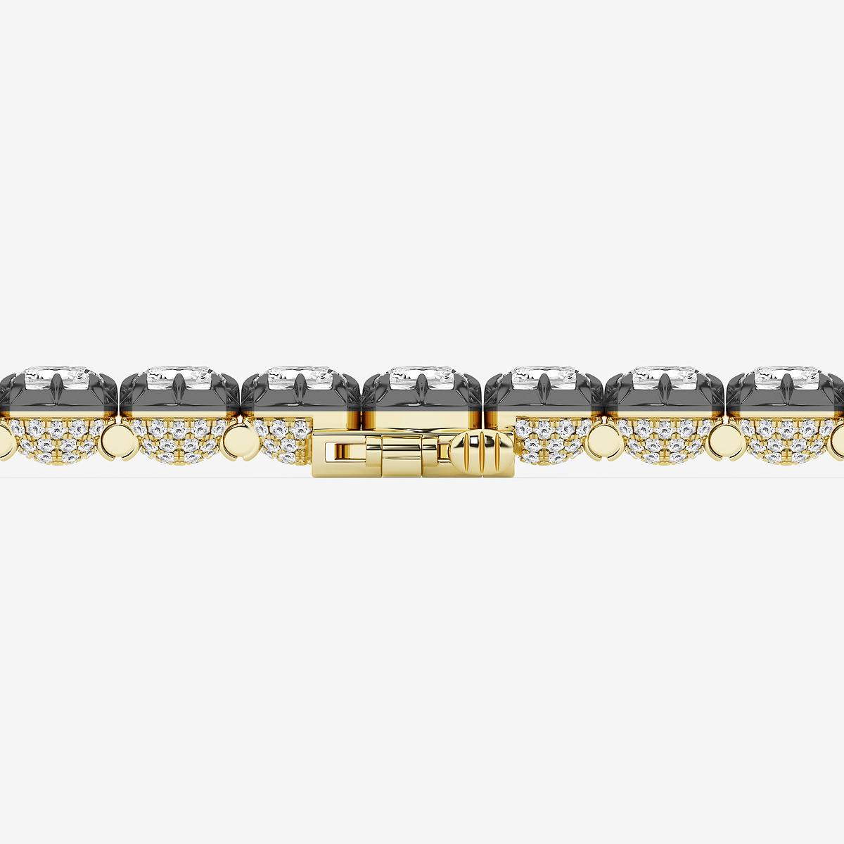Additional Image 2 for  20 1/2 ctw Cushion Lab Grown Diamond Georgian Prong Setting Statement Bracelet With Black Rhodium - 7 Inches