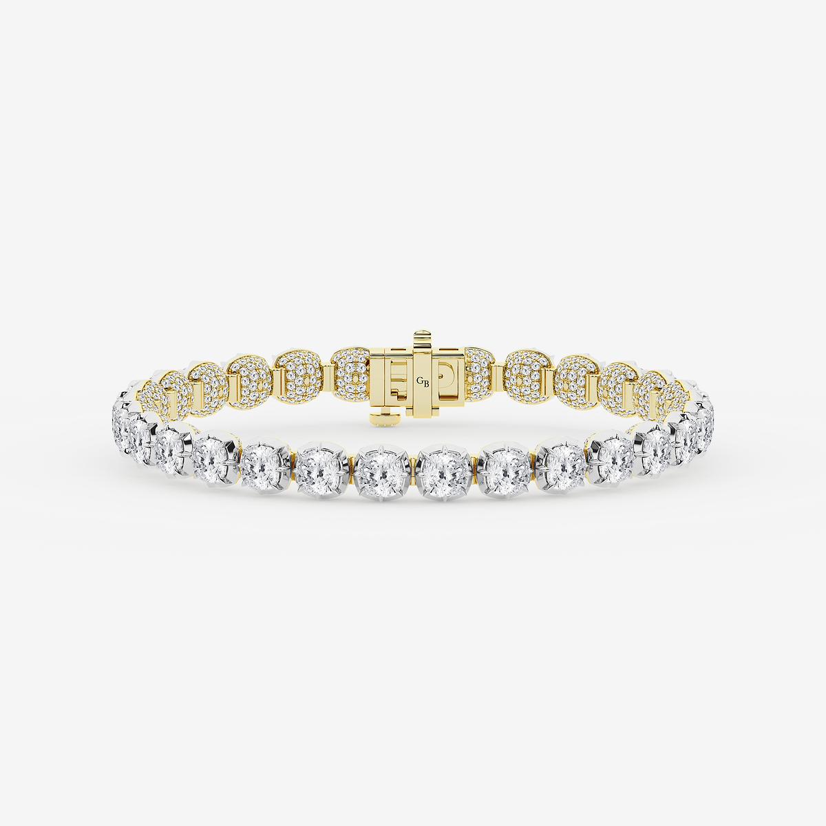 20 1/2 ctw Cushion Lab Grown Diamond Georgian Prong Setting Statement Bracelet - 7 Inches
