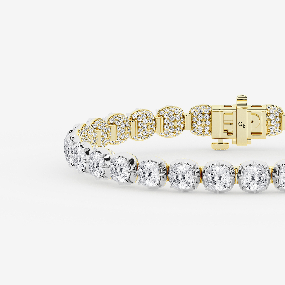 Additional Image 1 for  20 1/2 ctw Cushion Lab Grown Diamond Georgian Prong Setting Statement Bracelet - 7 Inches