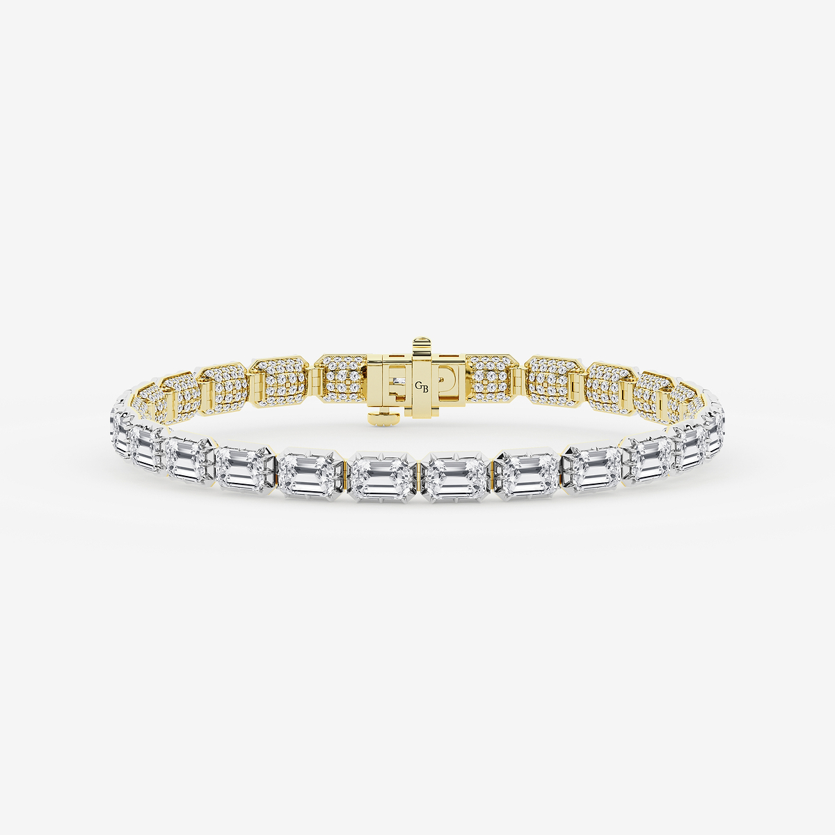 17 1/2 ctw Emerald Lab Grown Diamond Georgian Prong Setting Statement Bracelet - 7 Inches