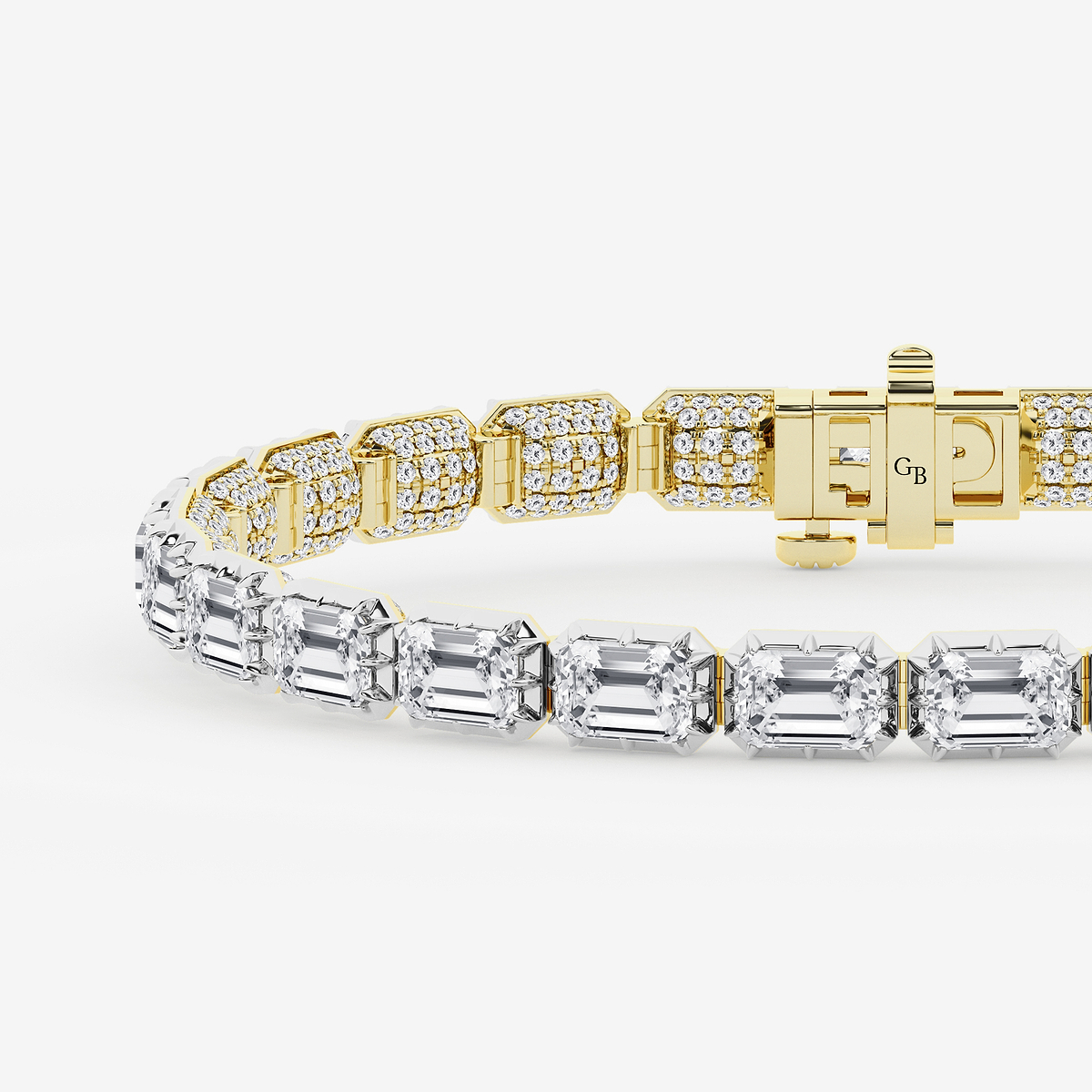 Additional Image 1 for  17 1/2 ctw Emerald Lab Grown Diamond Georgian Prong Setting Statement Bracelet - 7 Inches