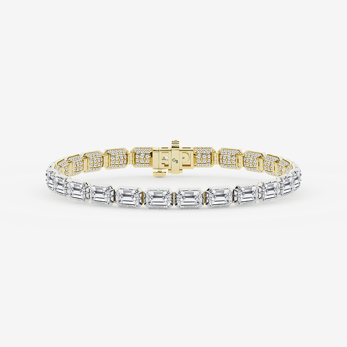Cecilia - 17 1/2 ctw Emerald Lab Grown Diamond Georgian Prong Setting Statement Bracelet - 7 Inches
