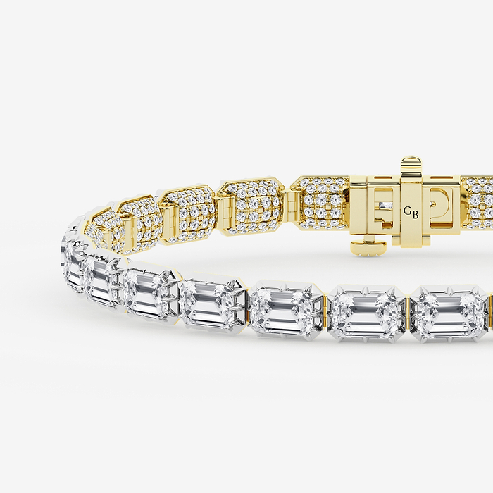 Cecilia - 17 1/2 ctw Emerald Lab Grown Diamond Georgian Prong Setting Statement Bracelet - 7 Inches
